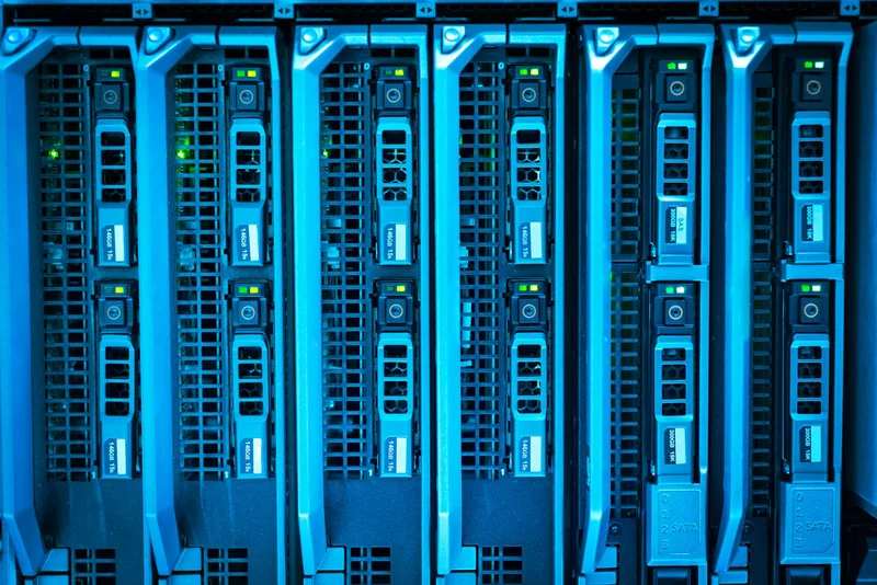 Server rack infrastructure representing the technology layer behind AI automation systems